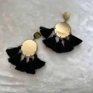 Black And Gold Fringe/Tassel Earrings